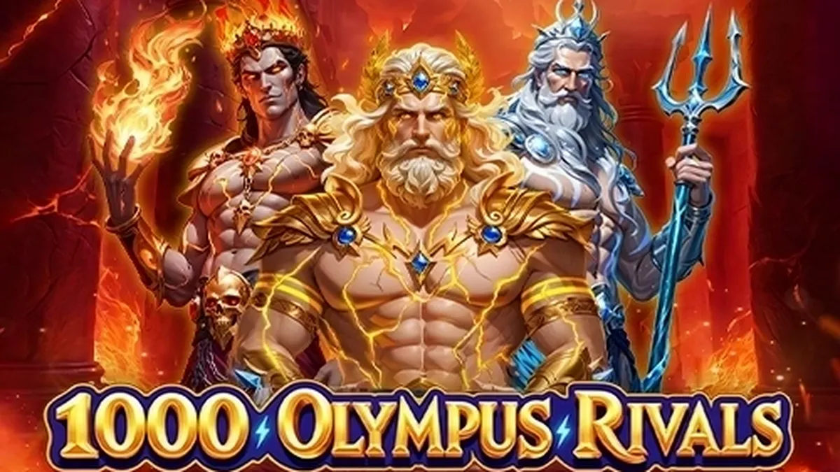Tampilan visual mesin slot 1000 Olympus Rivals dengan latar belakang mitologi Yunani